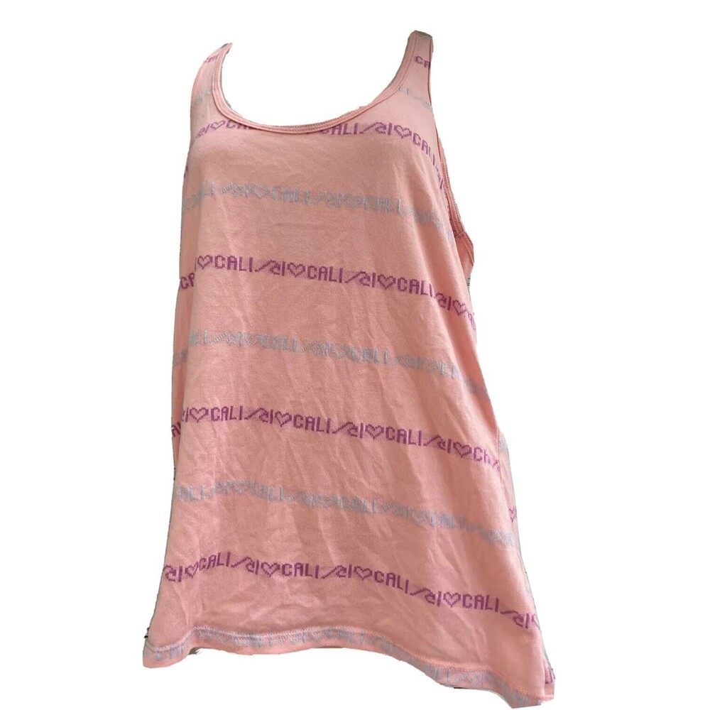 Nollie Tank Top I Heart Cali Love California Pink Scoop Racerback Relax Medium